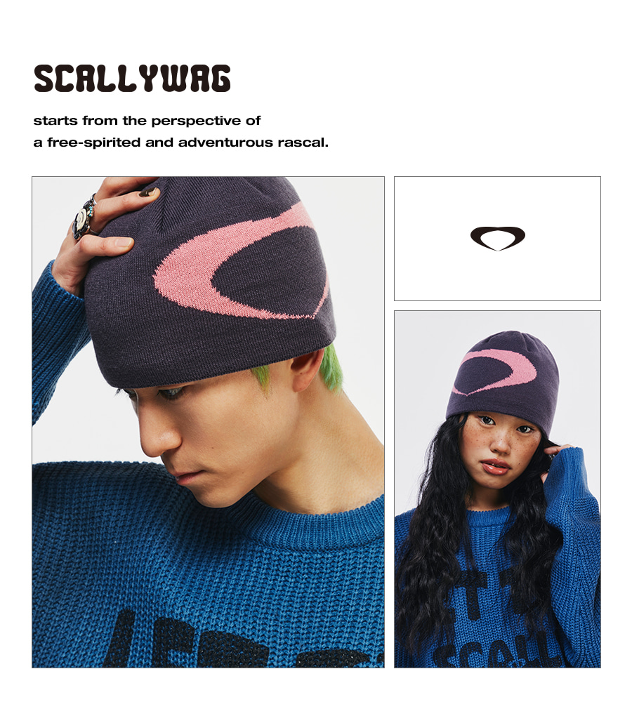 MUSINSA公式 | SCALLYWAG Jacquard Logo Beanie [Pink Charcoal]